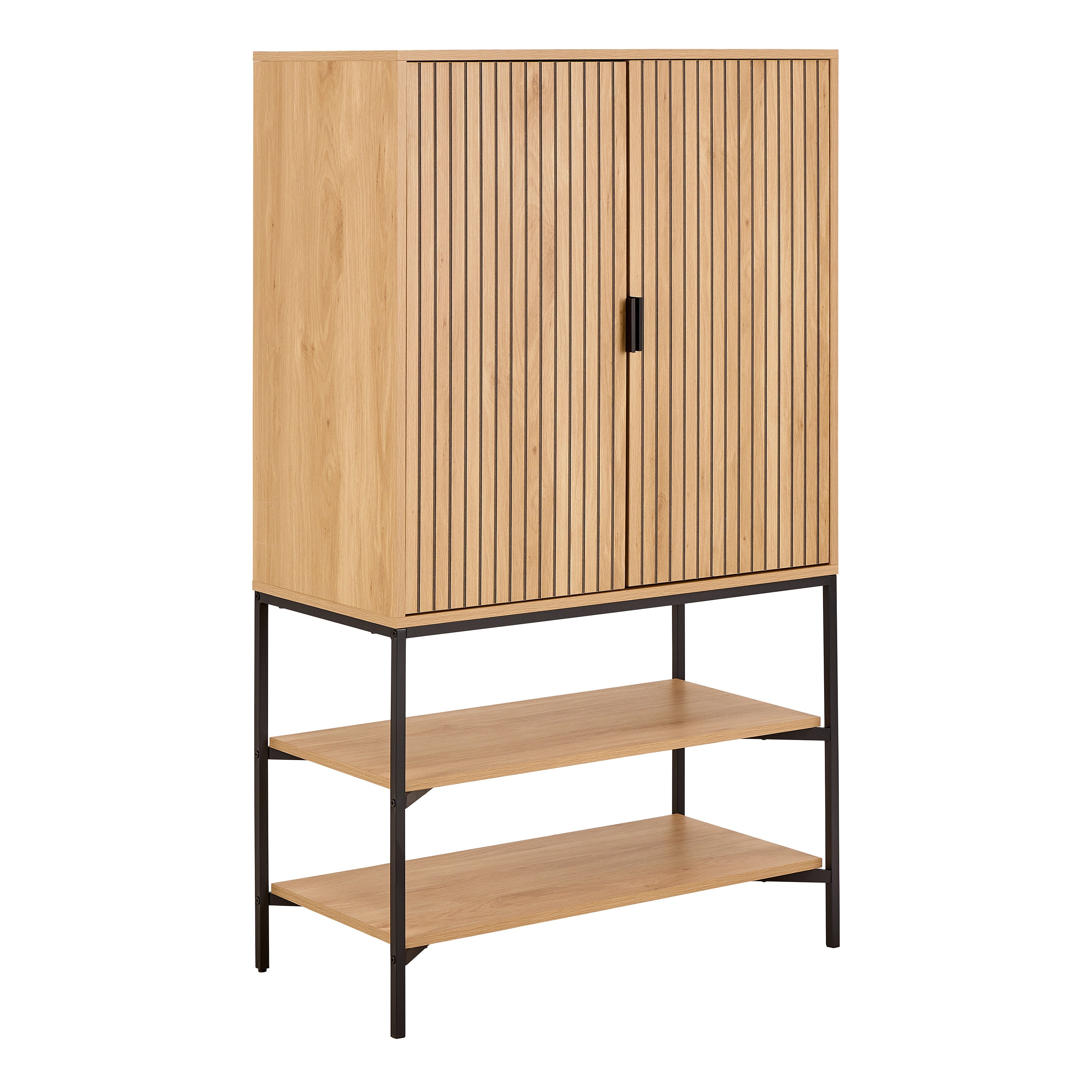 Jaipur Cabinet 2 Doors 3 Shelves With Oak Lamella Front – FTG