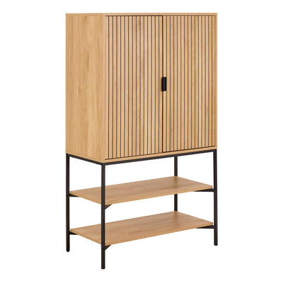 Jaipur Cabinet 2 Doors 3 Shelves With Oak Lamella Front – FTG