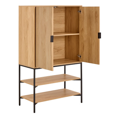 Jaipur Cabinet 2 Doors 3 Shelves With Oak Lamella Front – FTG, view 4