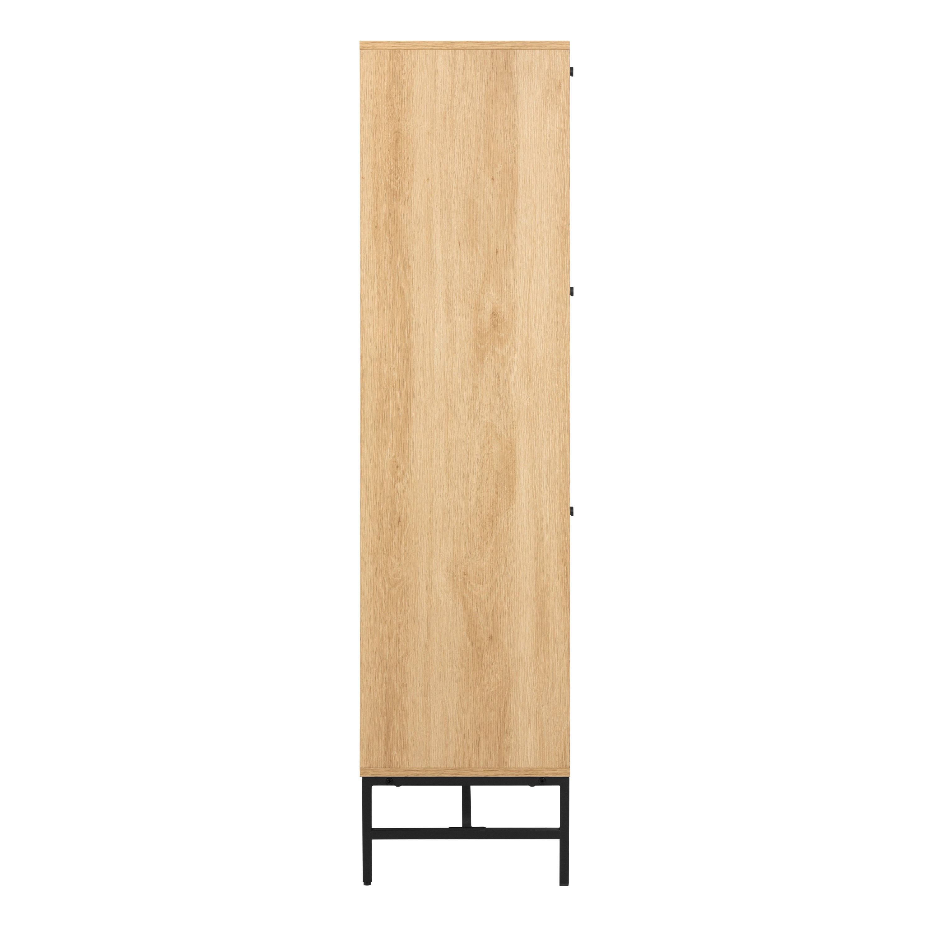 Albany Shoe Cabinet 3 Flip Down Doors 1 Pull Open Door in Oak/Black Legs – FTG, view 3