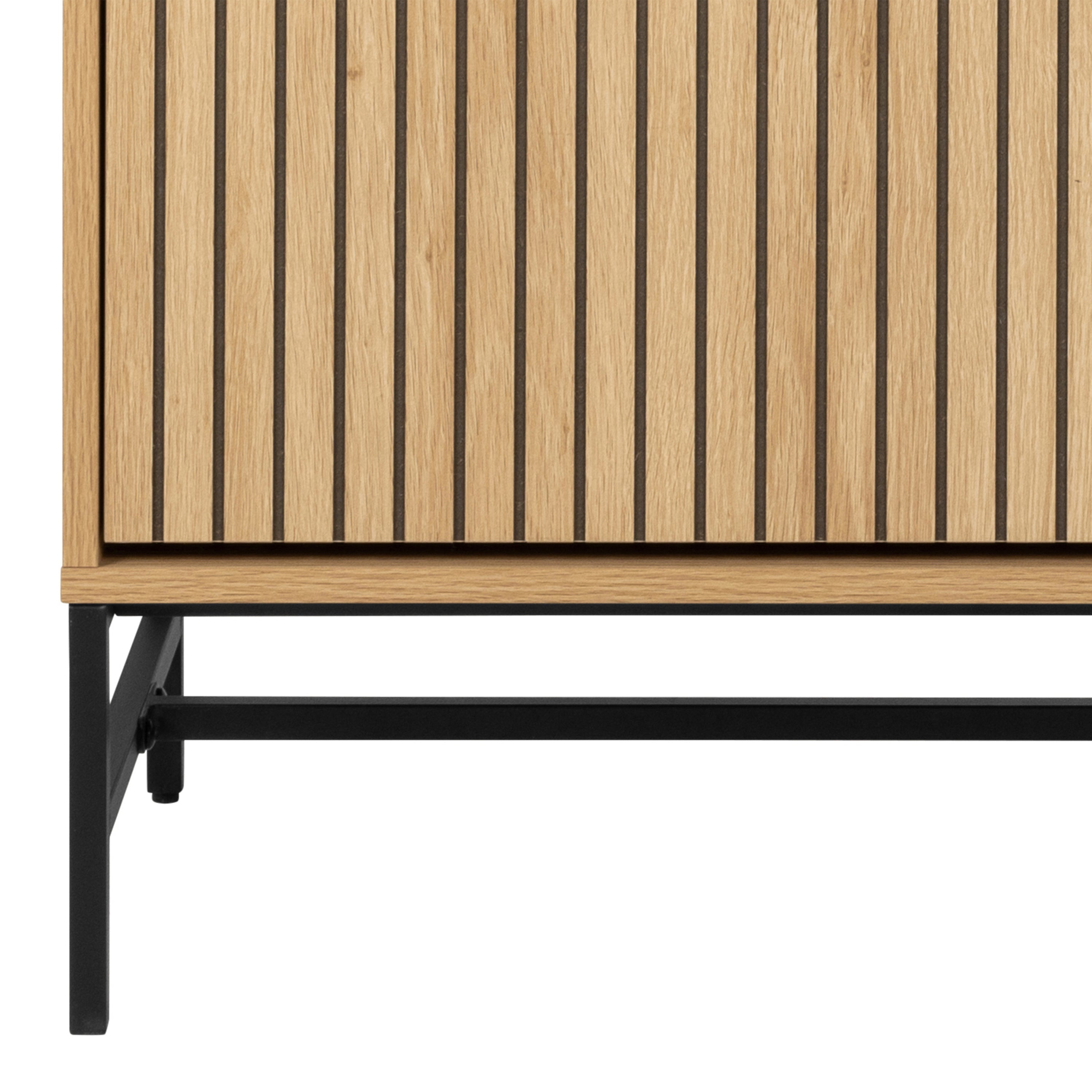 Albany Shoe Cabinet 3 Flip Down Doors 1 Pull Open Door in Oak/Black Legs – FTG, view 9