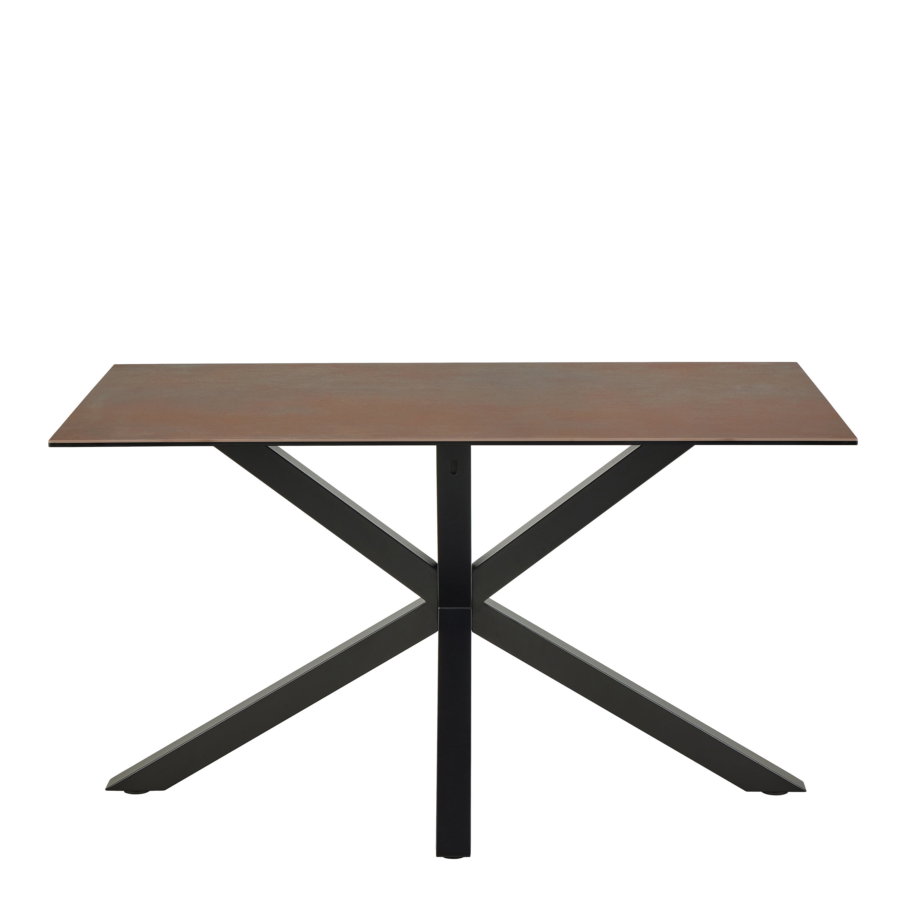 Heaven Dining Table with Ceramic Rusty Brown Top 135cm Included 4 Dean Beige Swivel Dining Chair – FTG, view 3
