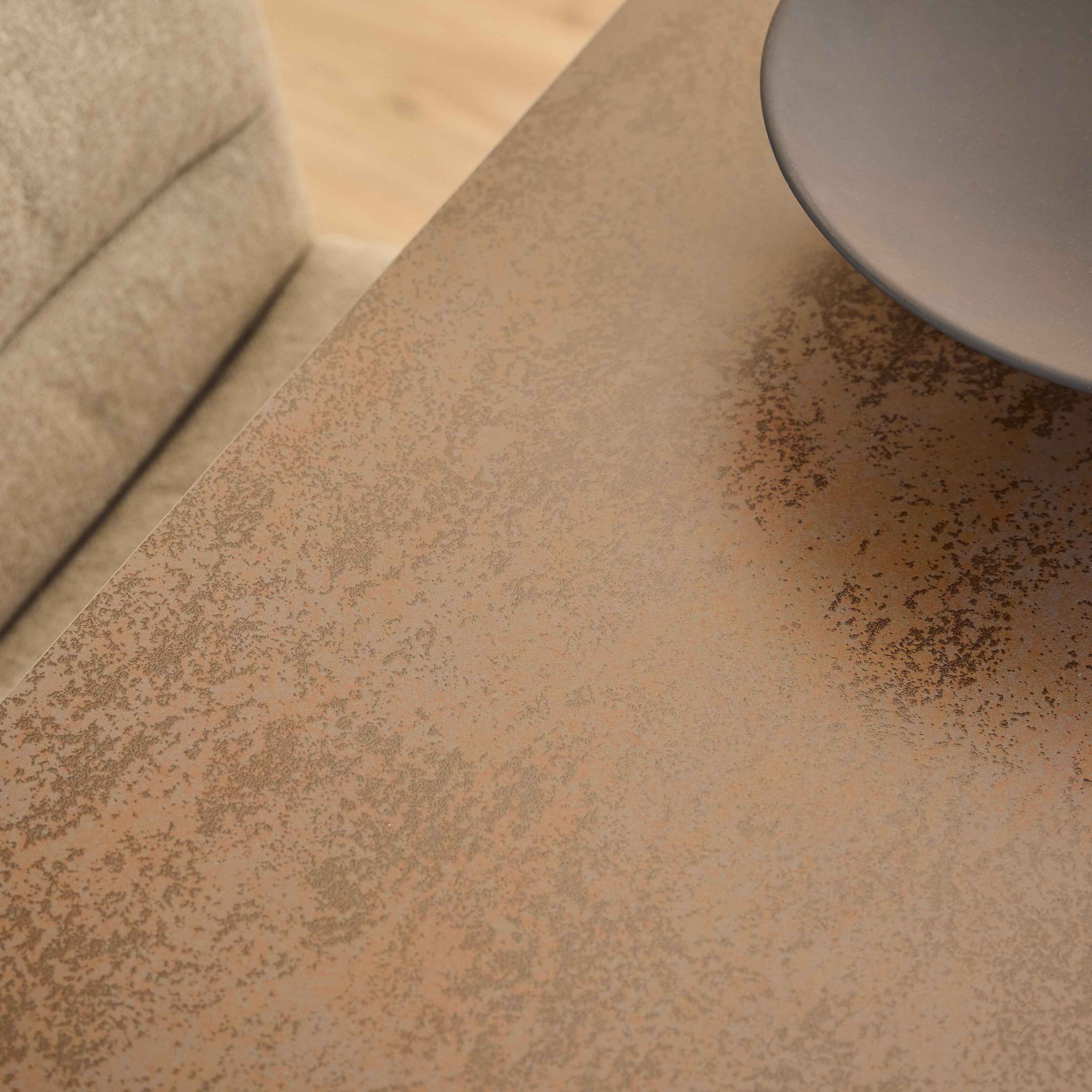 Heaven Dining Table with Ceramic Rusty Brown Top 135cm Included 4 Dean Beige Swivel Dining Chair – FTG, view 4