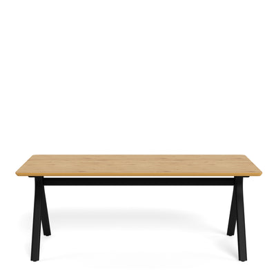 Bristol Dining Table in Wild Oak & Black Metal Base