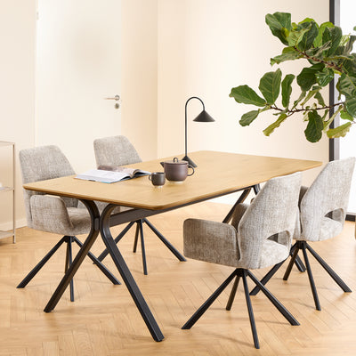 Bristol Dining Table in Wild Oak & Black Metal Base