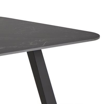 Antalya Dining Table with Black Ceramic Top & Black Metal Base