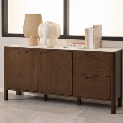 Southampton Sideboard With 2 Doors 2 Drawers and 2 Shelves in Cream Ceramic – FTG, view 6