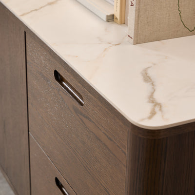Southampton Sideboard With 2 Doors 2 Drawers and 2 Shelves in Cream Ceramic – FTG, view 7