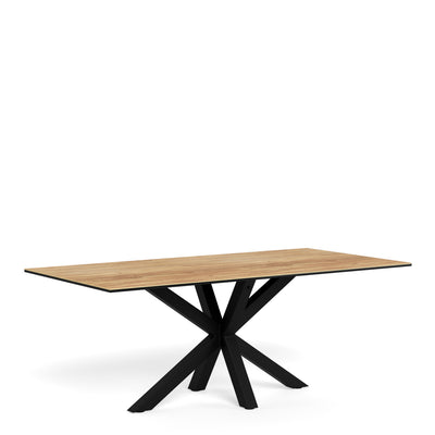Heaven Dining Table with Wild Oak Ceramic Glass Top in Black 200x100cm