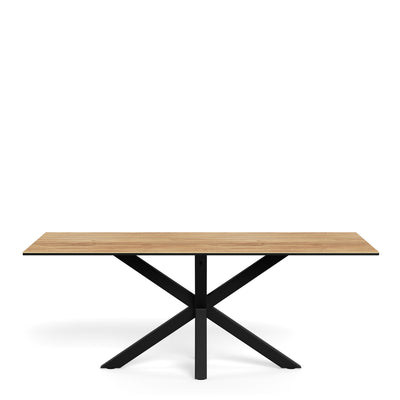 Heaven Dining Table with Wild Oak Ceramic Glass Top in Black 200x100cm