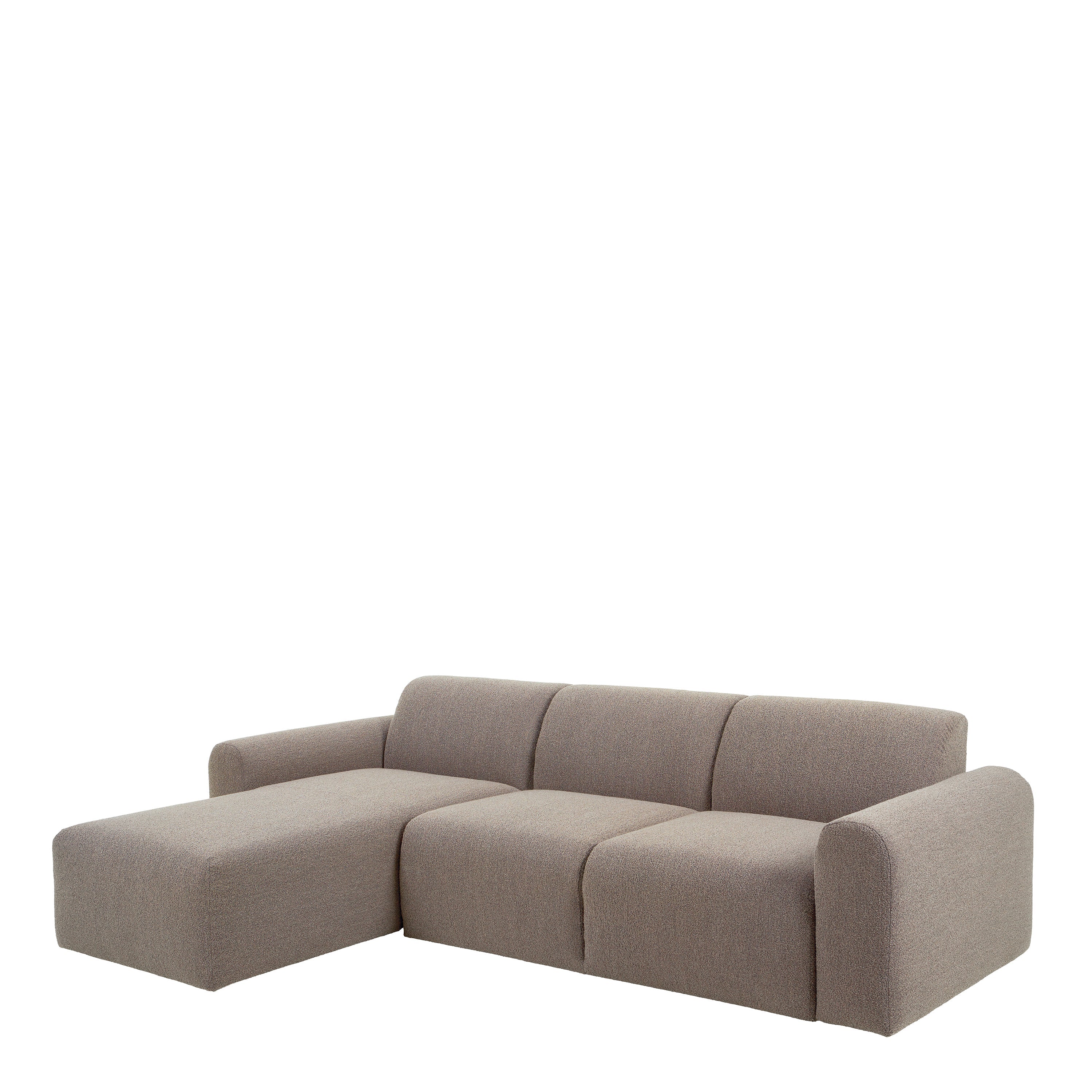 Midfield Left Hand Facing 2 Seater Chaise Longue in Boucle Beige Fabric – FTG