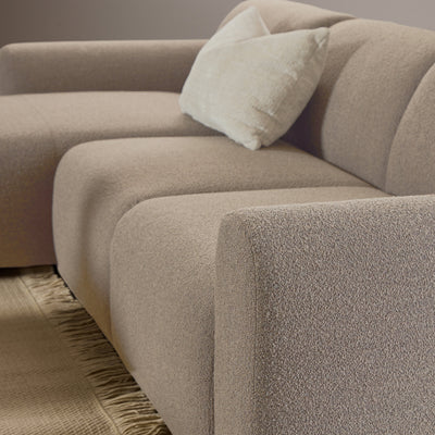 Midfield Left Hand Facing 2 Seater Chaise Longue in Boucle Beige Fabric – FTG, view 5