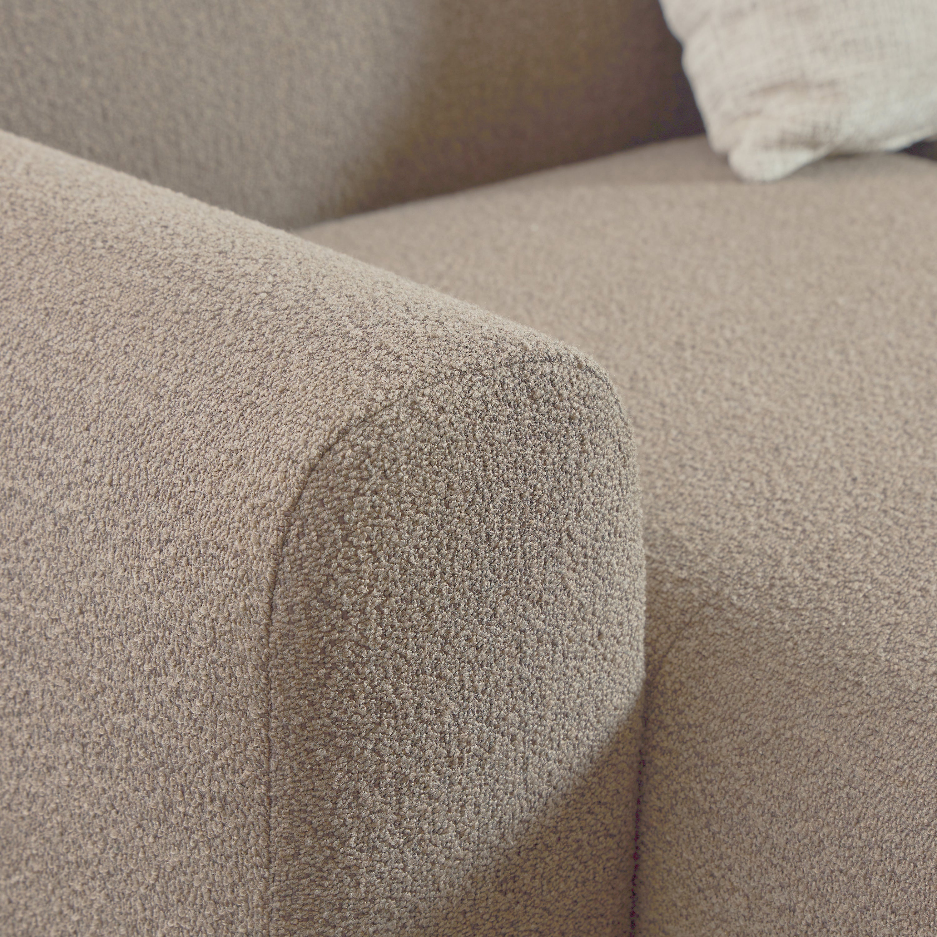 Midfield Left Hand Facing 2 Seater Chaise Longue in Boucle Beige Fabric – FTG, view 7
