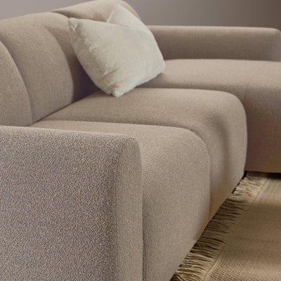 Midfield Right Hand Facing 2 Seater Chaise Longue in Boucle Beige Fabric – FTG, view 5