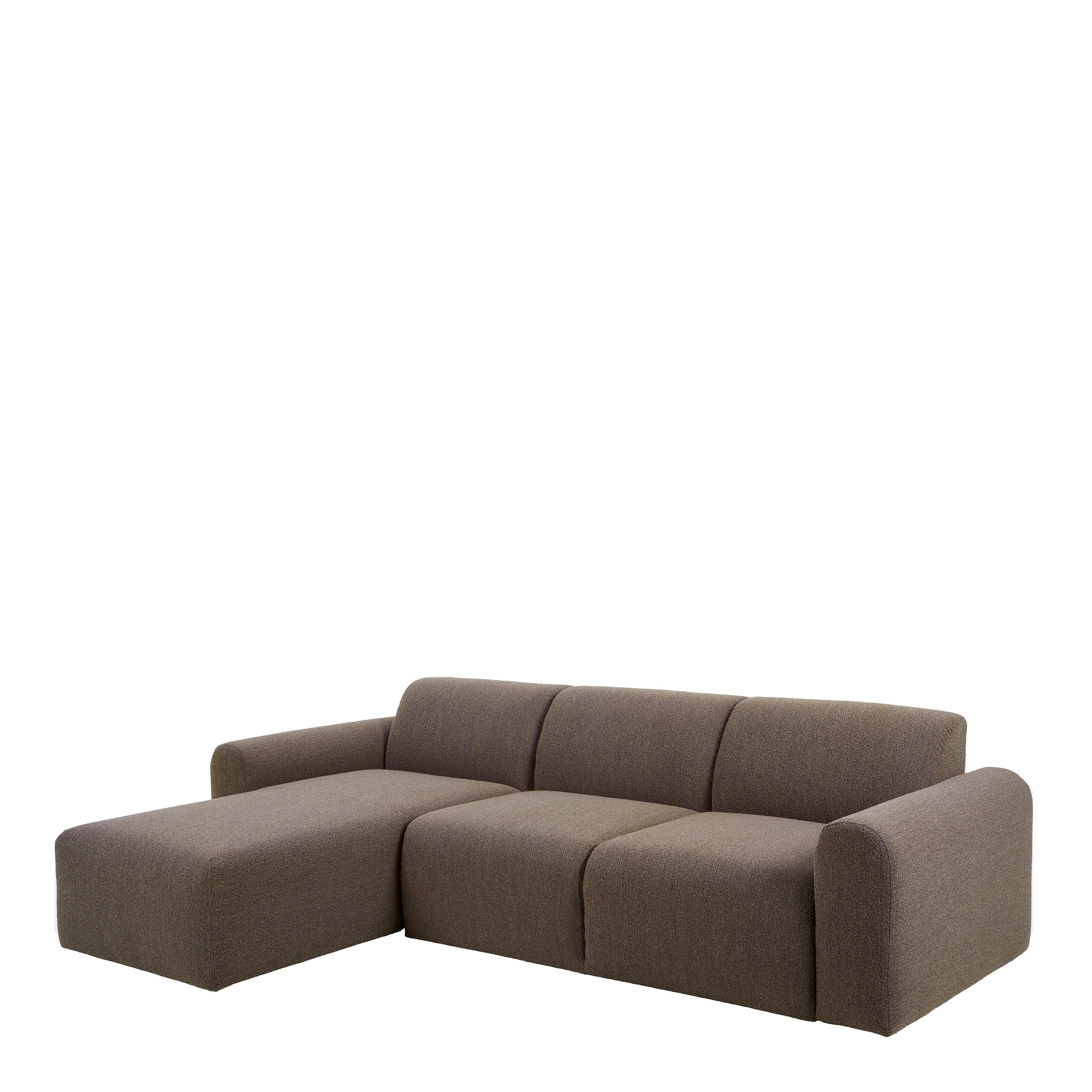 Midfield Left Hand Facing 2 Seater Chaise Longue in Boucle Taupe Fabric – FTG