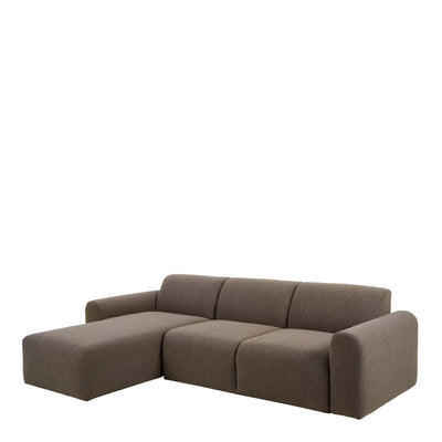 Midfield Left Hand Facing 2 Seater Chaise Longue in Boucle Taupe Fabric – FTG