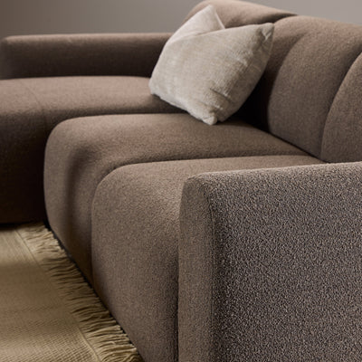 Midfield Left Hand Facing 2 Seater Chaise Longue in Boucle Taupe Fabric – FTG, view 5
