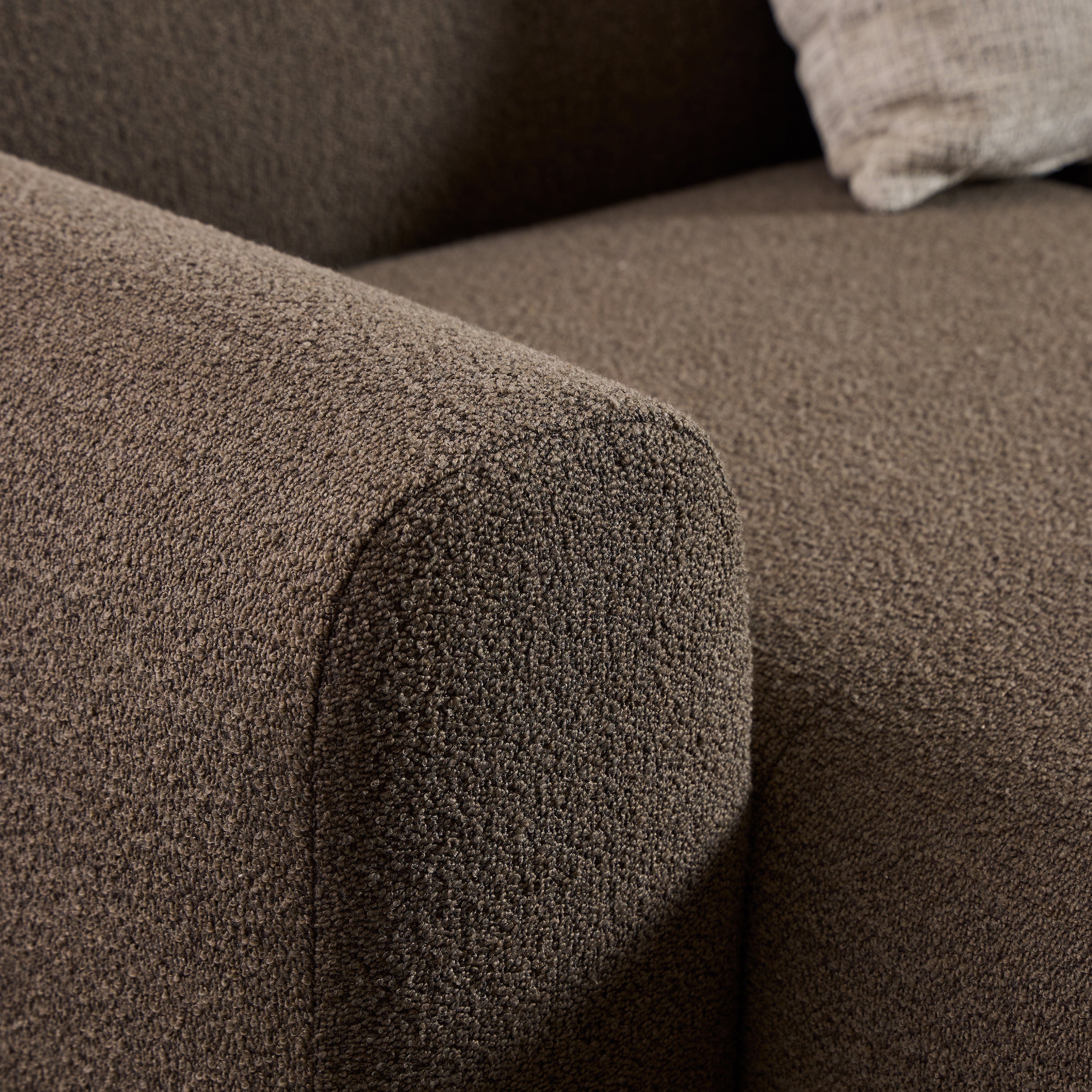 Midfield Left Hand Facing 2 Seater Chaise Longue in Boucle Taupe Fabric – FTG, view 7
