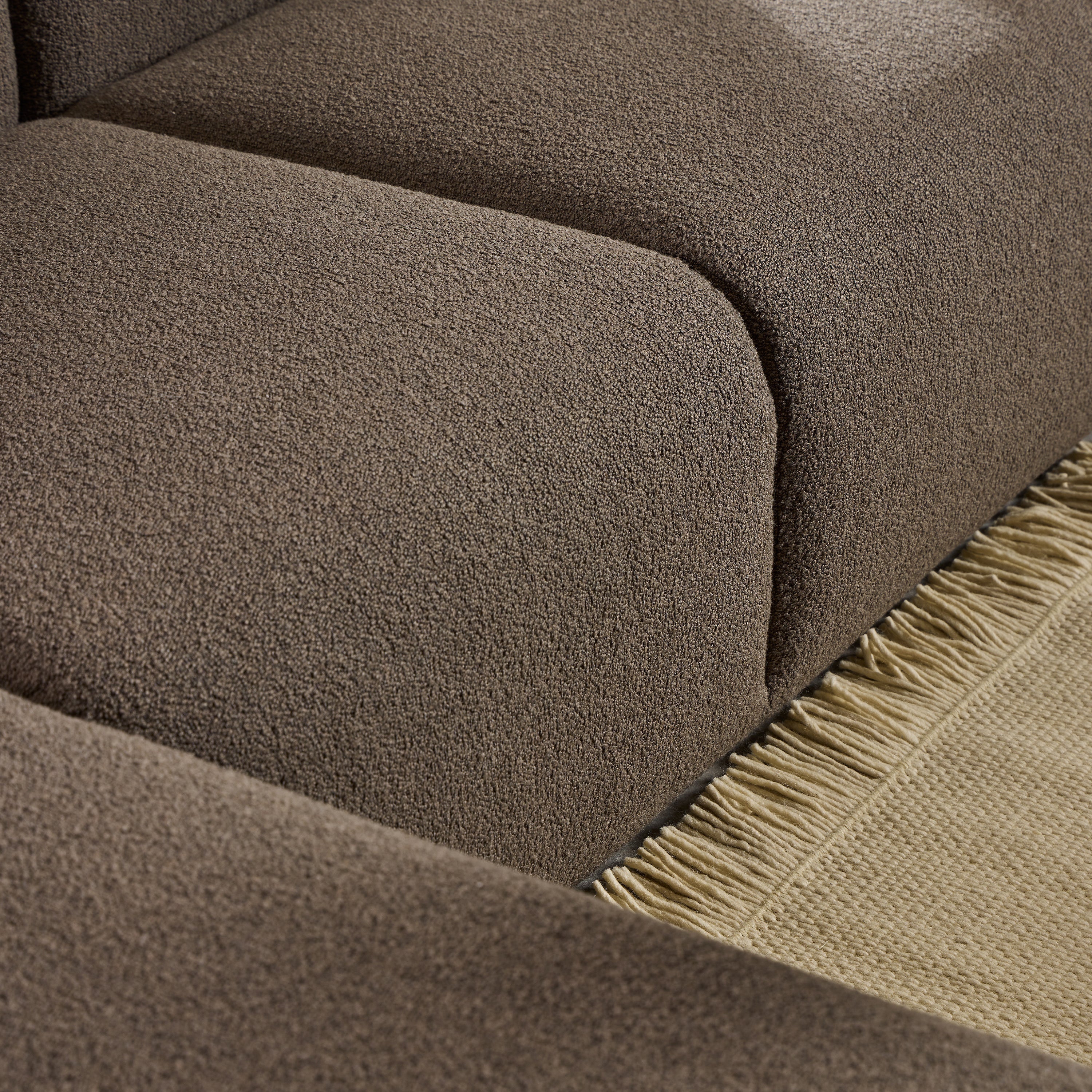 Midfield Left Hand Facing 2 Seater Chaise Longue in Boucle Taupe Fabric – FTG, view 8