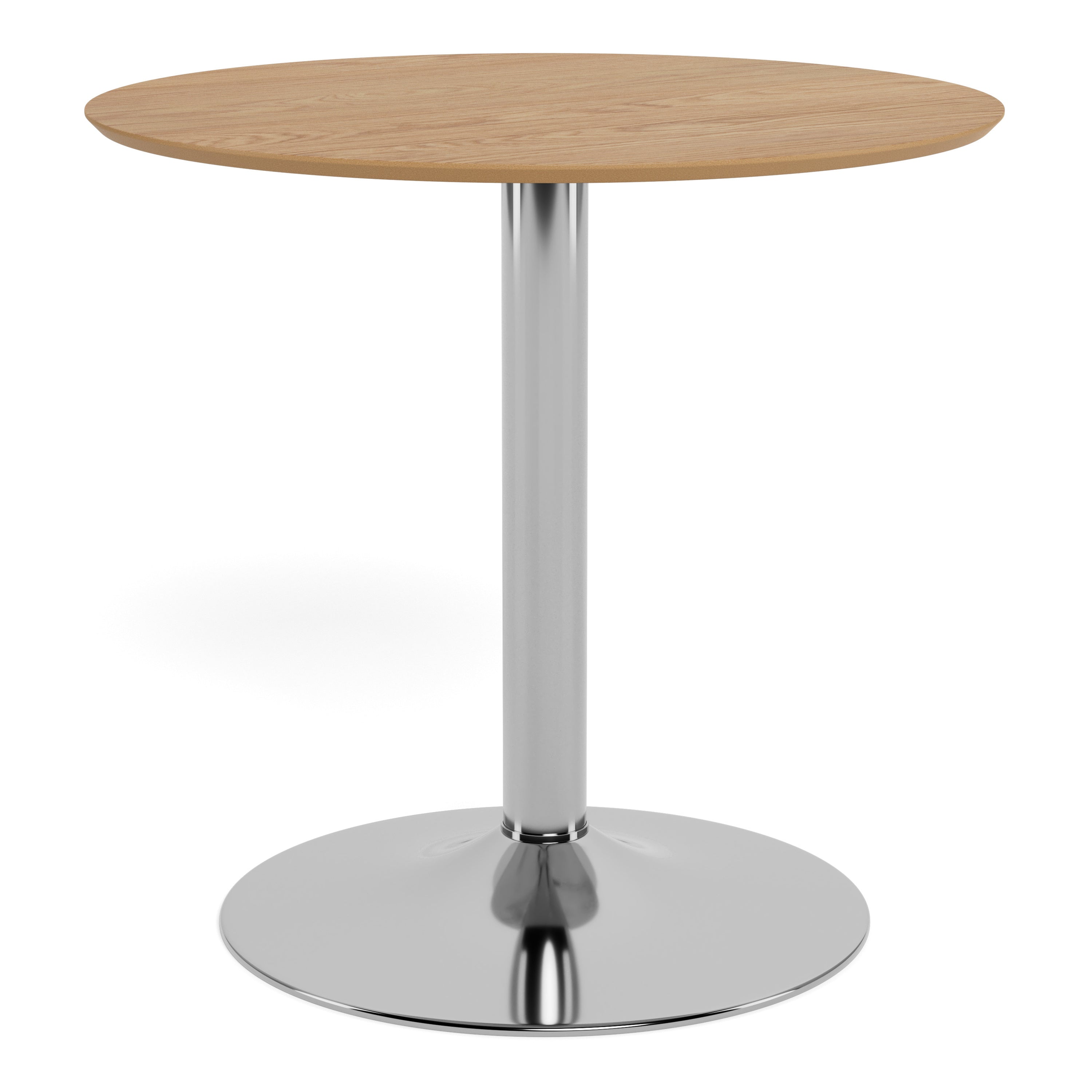 Ibiza Round Café Table in Matt Oak with Chrome Base