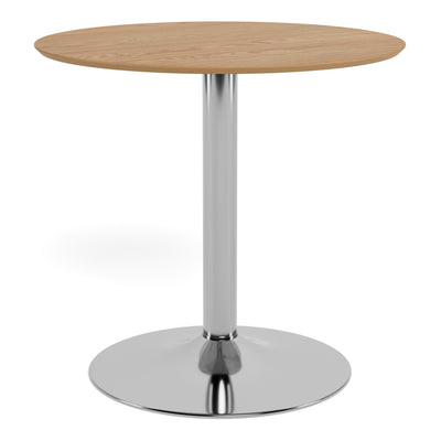 Ibiza Round Café Table in Matt Oak with Chrome Base