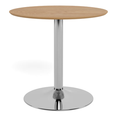 Ibiza Round Café Table in Matt Oak with Chrome Base