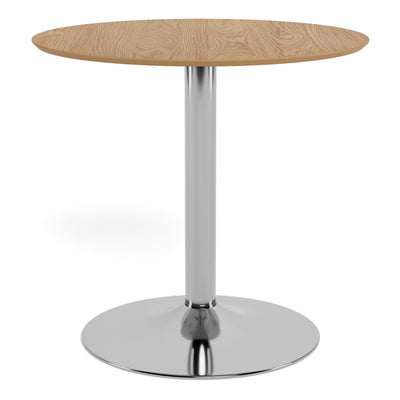 Ibiza Round Café Table in Matt Oak with Chrome Base