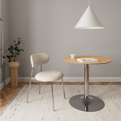 Ibiza Round Café Table in Matt Oak with Chrome Base