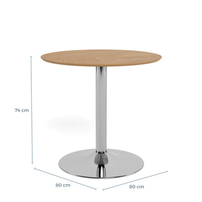 Ibiza Round Café Table in Matt Oak with Chrome Base