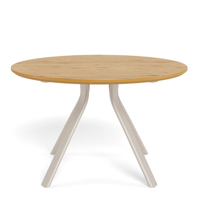 Bristol Round Dining Table in Wild Oak & Grey Metal Base