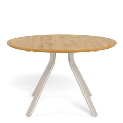 Bristol Round Dining Table in Wild Oak & Grey Metal Base