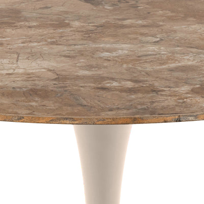 Malta Round Dining Table in Brown Ceramic with Grey Base