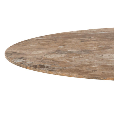 Malta Round Bar Table in Brown Ceramic with Grey Base