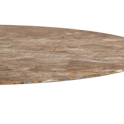 Malta Round Bar Table in Brown Ceramic with Grey Base