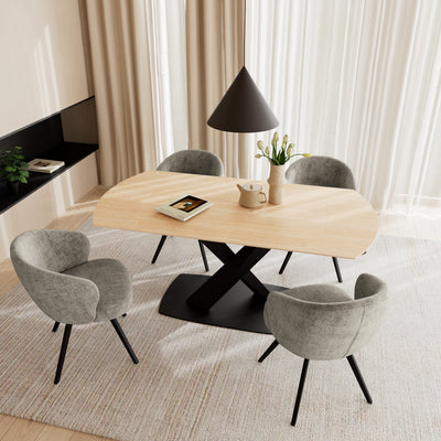 Morella Oval Extending Dining Table in Sand Ceramic 120–180cm