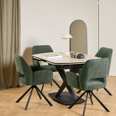 Morella Oval Extending Dining Table in Sand Ceramic 120–180cm