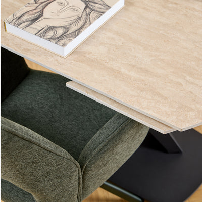 Morella Oval Extending Dining Table in Sand Ceramic 120–180cm