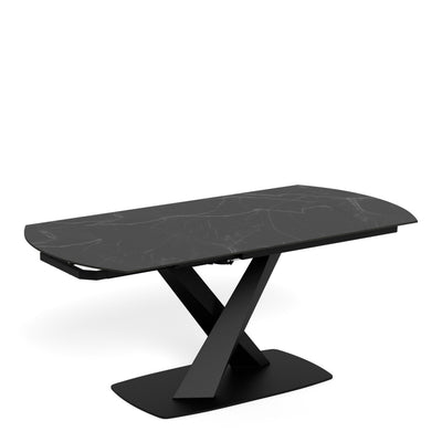 Morella Oval Extending Dining Table in Black Ceramic 120–180cm