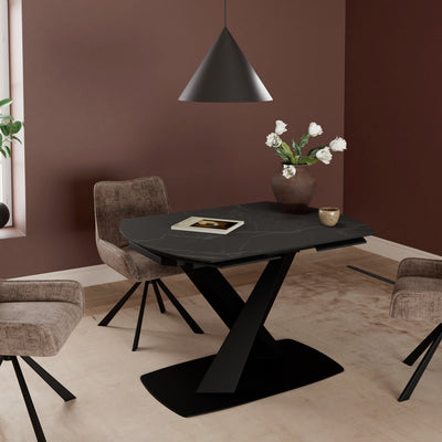Morella Oval Extending Dining Table in Black Ceramic 120–180cm