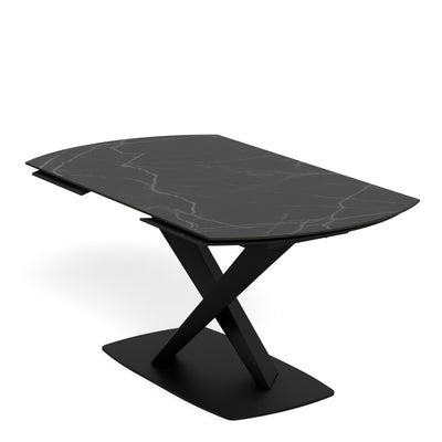 Morella Oval Extending Dining Table in Black Ceramic 160–240cm