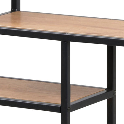 Seaford Black Metal Wide Wall Shelf with 3 Additional Oak Shelves – FTG, view 5