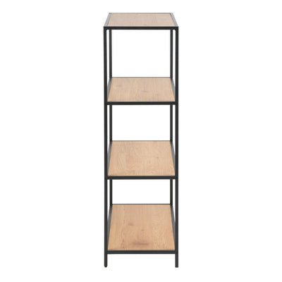 Seaford Black Metal Low Bookcase with 3 Oak Shelves – FTG, view 4