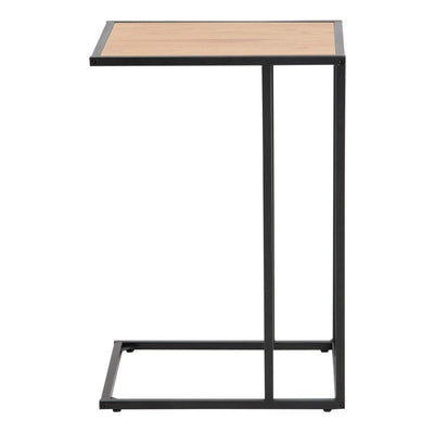 Seaford Black Metal Side Table with Oak Top – FTG, view 3