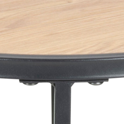 Seaford Black Metal Small Round Side Table with Oak Top – FTG, view 6