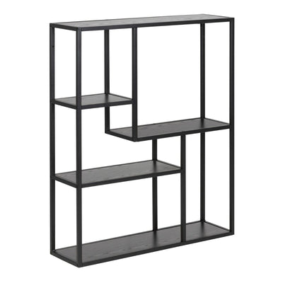 Seaford Black Metal Wall Shelf with 3 Additional Black Shelves – FTG