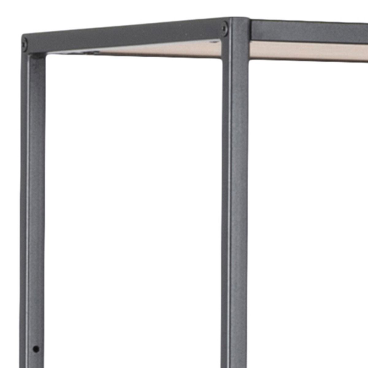 Seaford Black Metal Large Asymmetrical Bookcase with 5 Oak Shelves – FTG, view 9