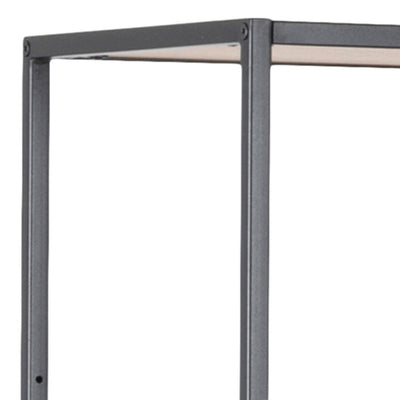 Seaford Black Metal Large Asymmetrical Bookcase with 5 Oak Shelves – FTG, view 9