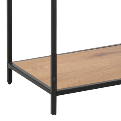 Seaford Black Metal Large Asymmetrical Bookcase with 5 Oak Shelves – FTG, view 7