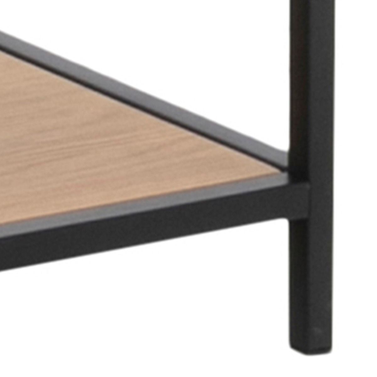 Seaford Black Metal Large Asymmetrical Bookcase with 5 Oak Shelves – FTG, view 6