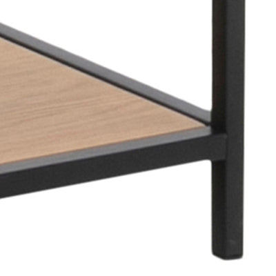 Seaford Black Metal Large Asymmetrical Bookcase with 5 Oak Shelves – FTG, view 6